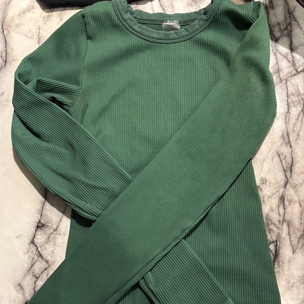 Sunday Best Forest Green Ribbed Top
